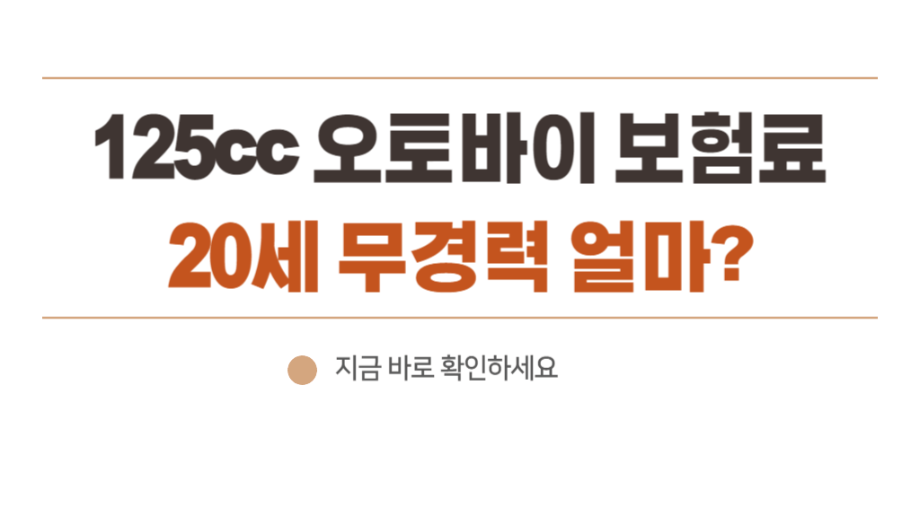 125cc 오토바이 보험료 비교 - 20세 책임보험 종합보험 용도 의무 임의 가입 비용 비교